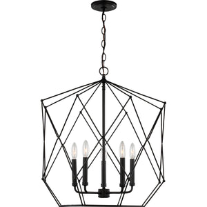 Zarra Large Five Light Lantern Satin Brass - Visual Comfort Ceiling Lights