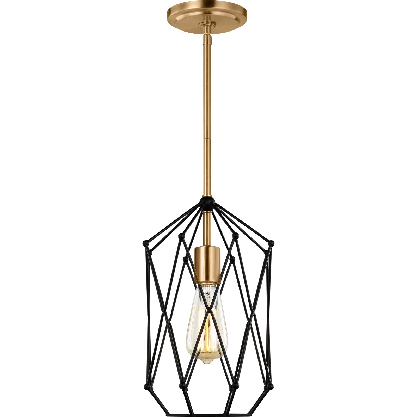 Zarra Small One Light Lantern Satin Brass - Visual Comfort Ceiling Lights