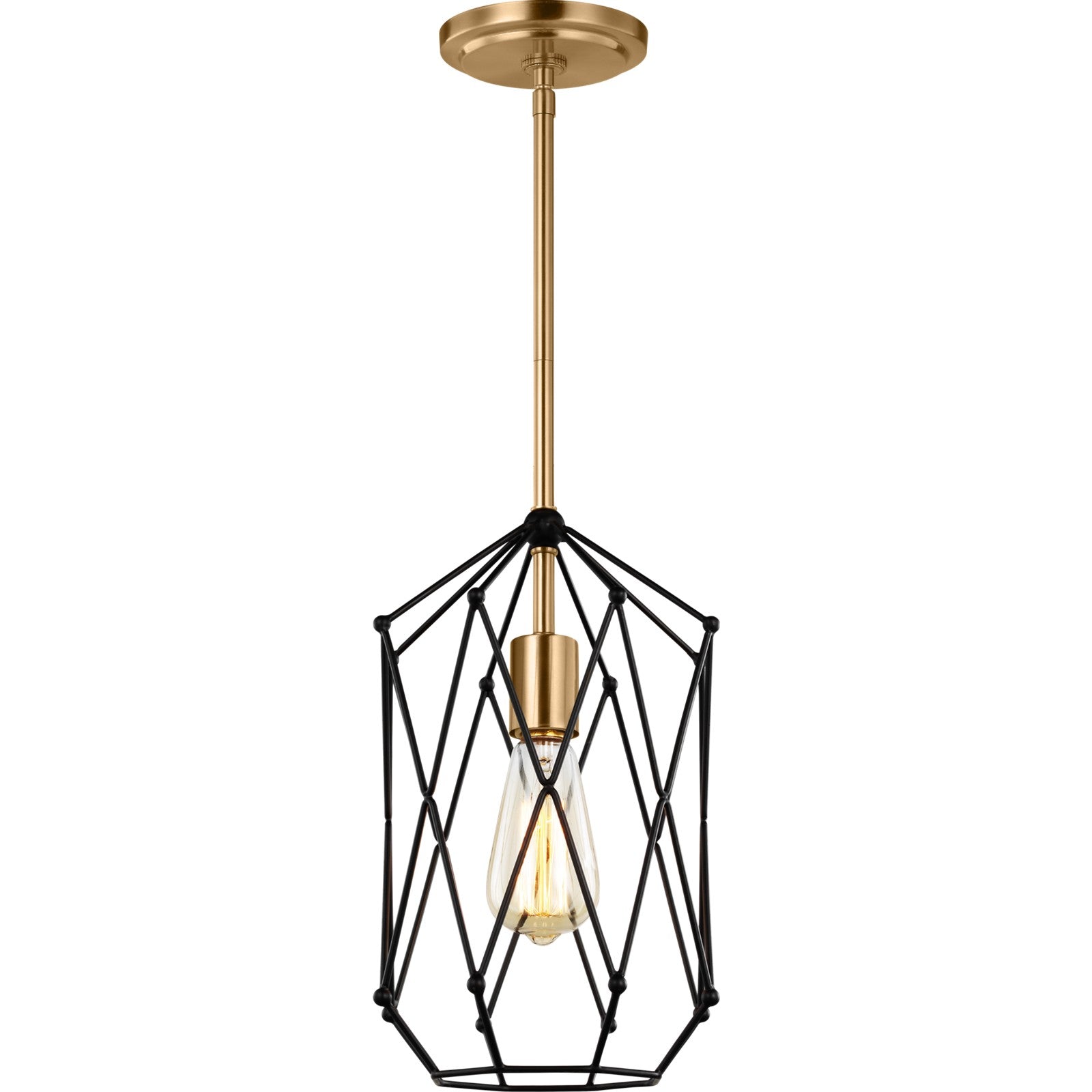 Zarra Small One Light Lantern Satin Brass - Visual Comfort Ceiling Lights
