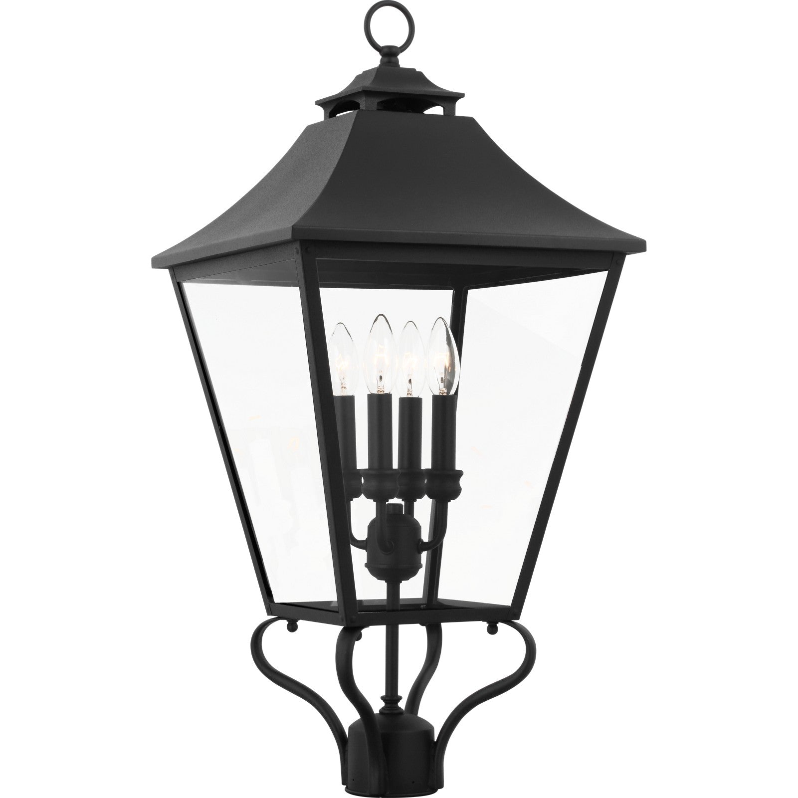 Galena Large Post Lantern Textured Black - Visual Comfort Outdoor Lighting