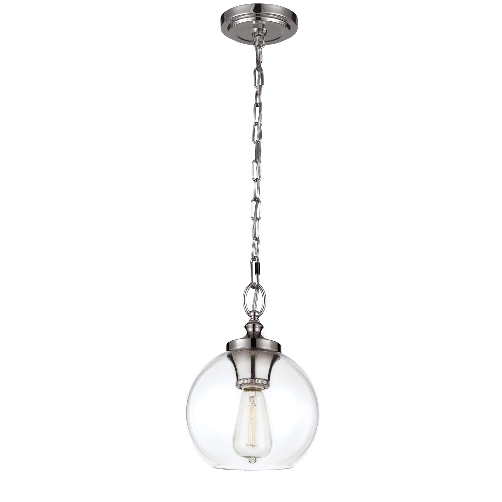 Tabby Clear Glass Mini Pendant Brushed Steel - Visual Comfort Ceiling Lights