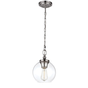 Tabby Clear Glass Mini Pendant Brushed Steel - Visual Comfort Ceiling Lights