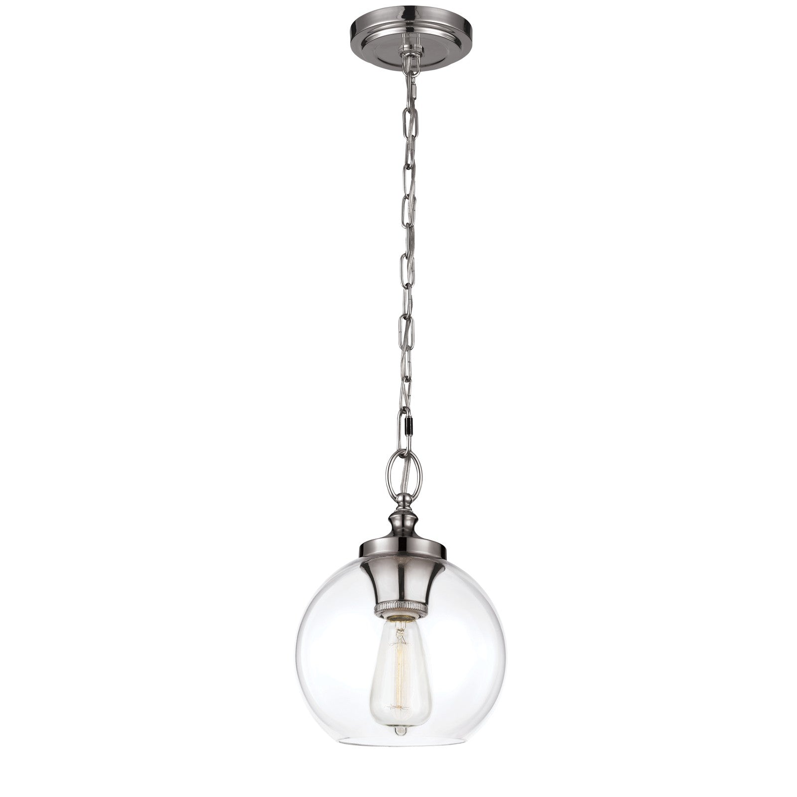 Tabby Clear Glass Mini Pendant Brushed Steel - Visual Comfort Ceiling Lights