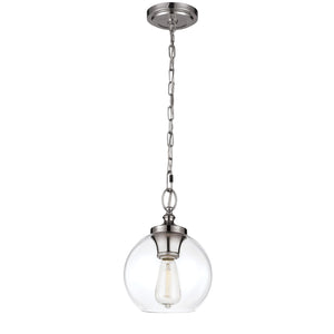 Tabby Clear Glass Mini Pendant Brushed Steel - Visual Comfort Ceiling Lights