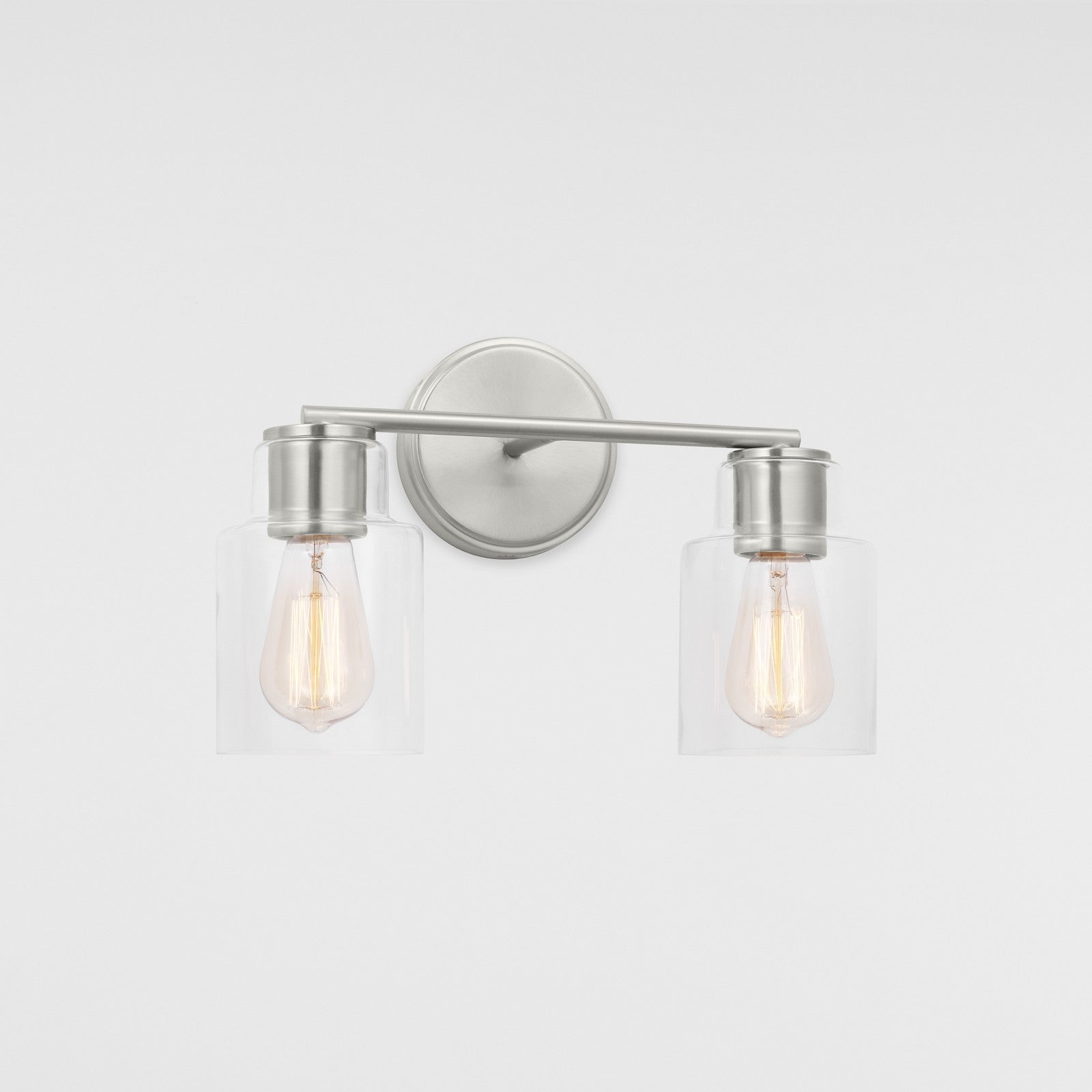 Sayward 2-Light Bath Sconce in Brushed Steel - Visual Comfort Wall Lights
