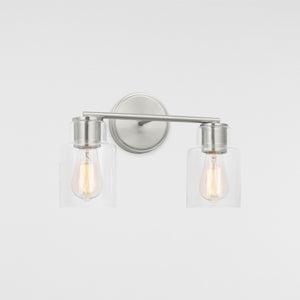 Sayward 2-Light Bath Sconce in Brushed Steel - Visual Comfort Wall Lights
