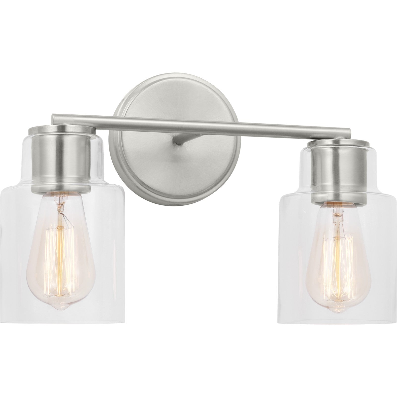 Sayward 2-Light Bath Sconce in Brushed Steel - Visual Comfort Wall Lights