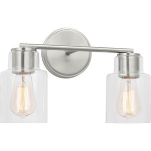 Sayward 2-Light Bath Sconce in Brushed Steel - Visual Comfort Wall Lights