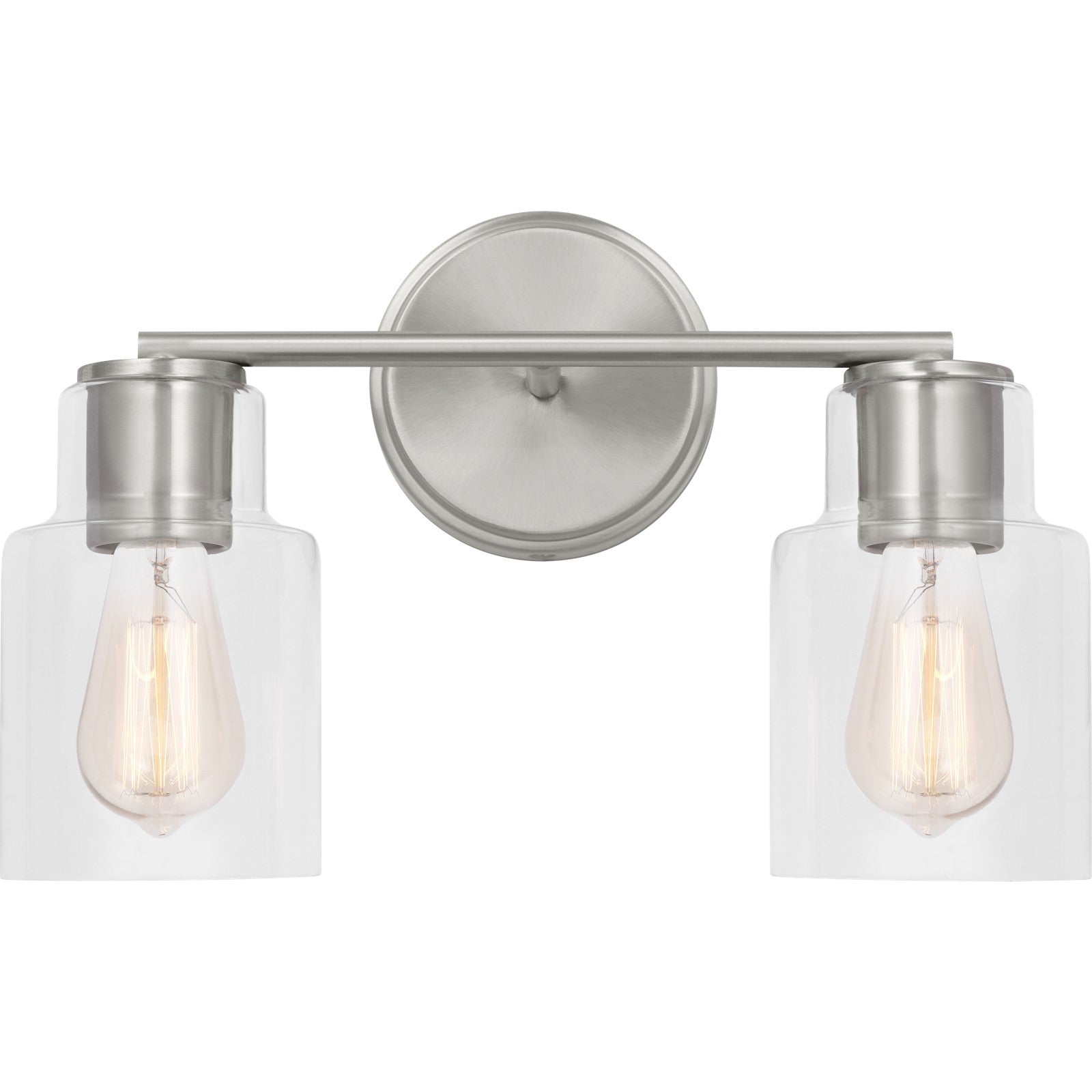 Sayward 2-Light Bath Sconce in Brushed Steel - Visual Comfort Wall Lights
