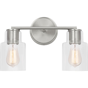 Sayward 2-Light Bath Sconce in Brushed Steel - Visual Comfort Wall Lights