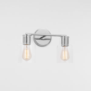 Sayward 2-Light Bath Sconce in Brushed Steel - Visual Comfort Wall Lights
