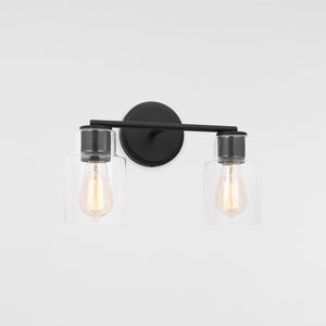 Sayward 2-Light Bath Sconce in Brushed Steel - Visual Comfort Wall Lights