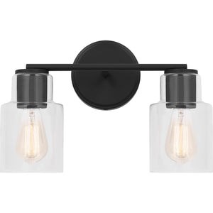 Sayward 2-Light Bath Sconce in Brushed Steel - Visual Comfort Wall Lights