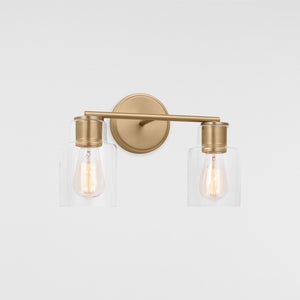 Sayward 2-Light Bath Sconce in Brushed Steel - Visual Comfort Wall Lights