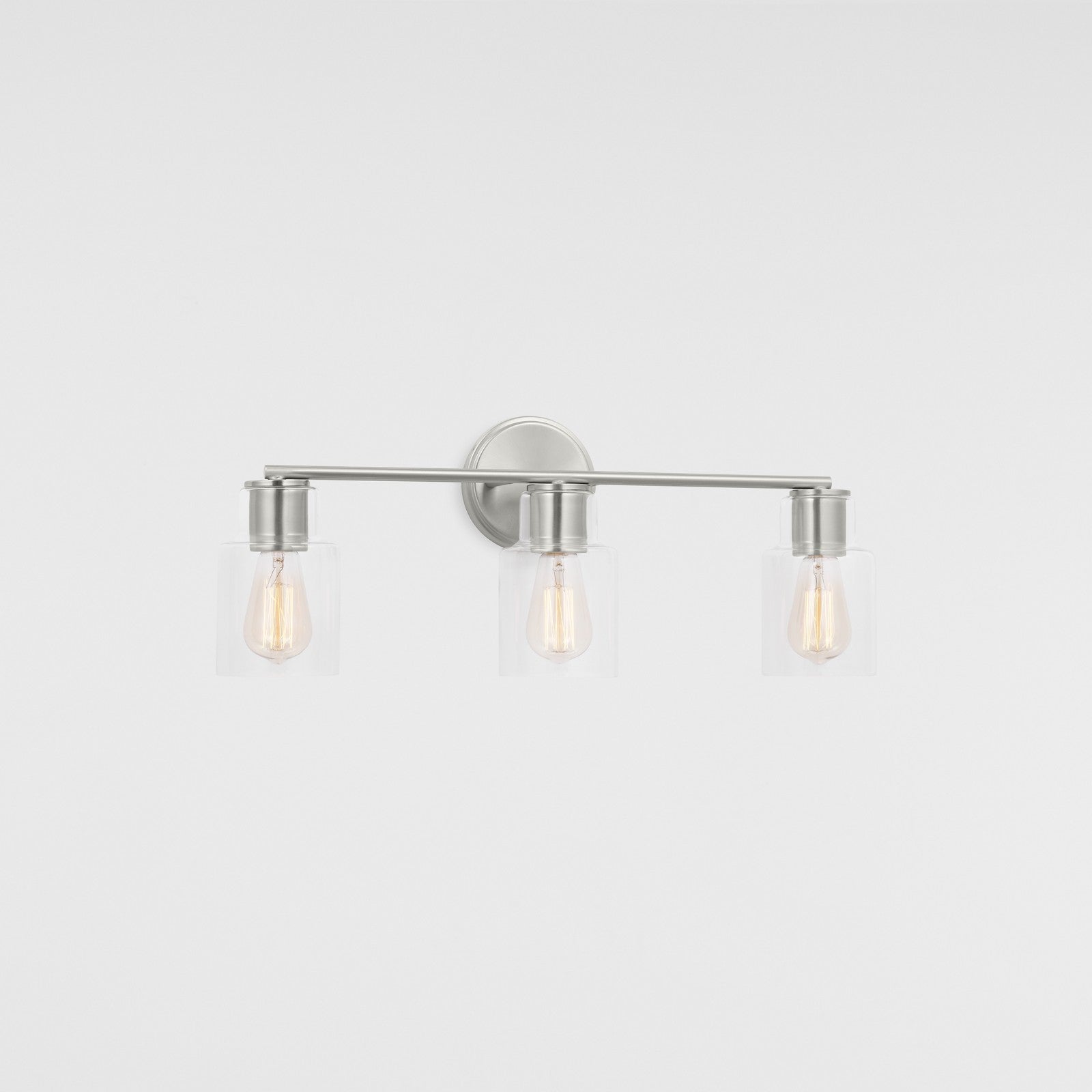 Sayward 3-Light Bath Sconce in Brushed Steel - Visual Comfort Wall Lights