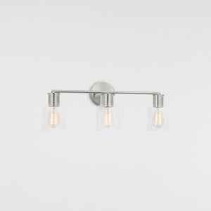 Sayward 3-Light Bath Sconce in Brushed Steel - Visual Comfort Wall Lights