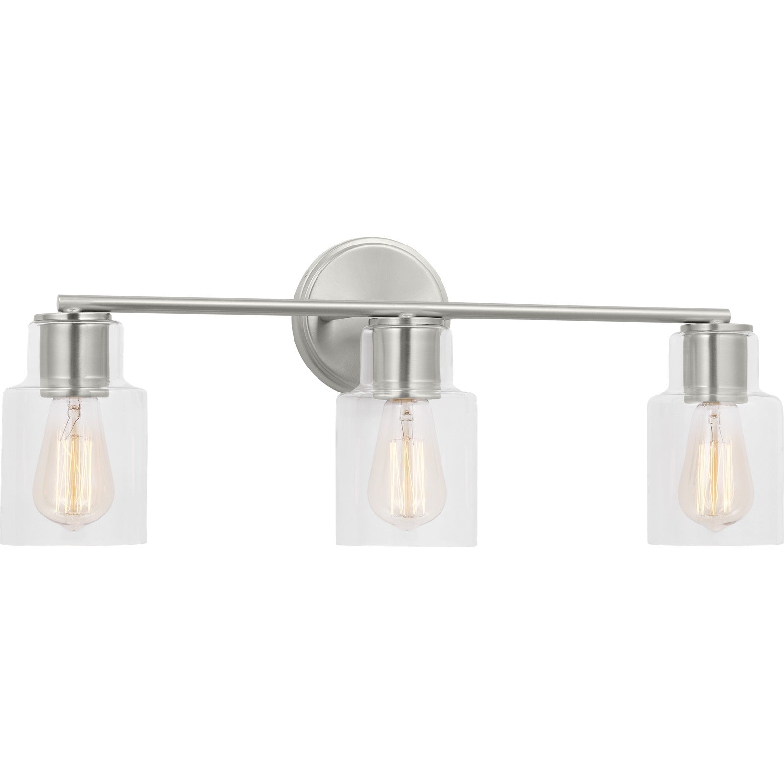 Sayward 3-Light Bath Sconce in Brushed Steel - Visual Comfort Wall Lights