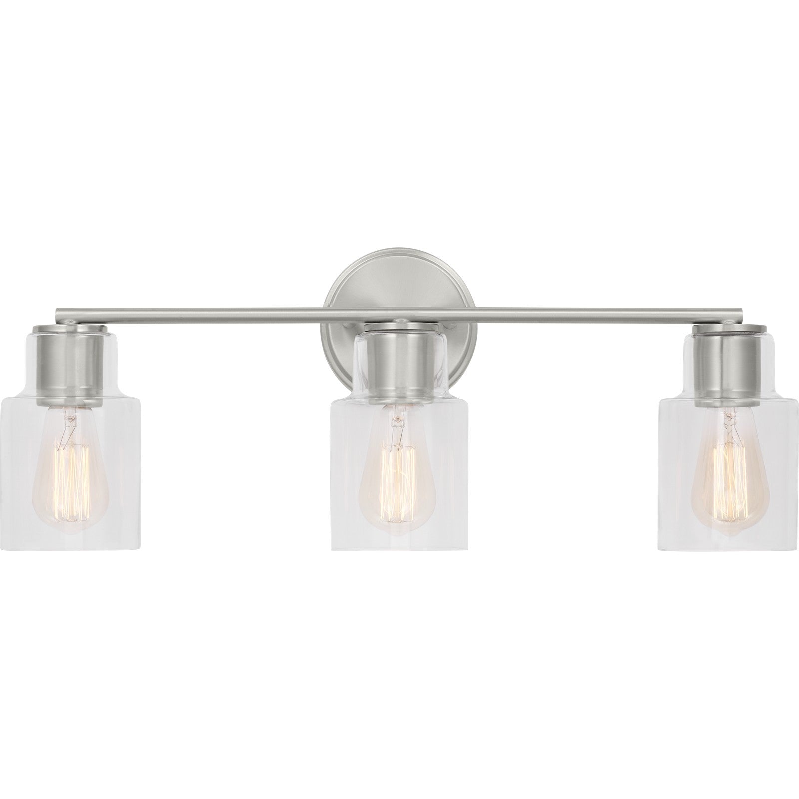 Sayward 3-Light Bath Sconce in Brushed Steel - Visual Comfort Wall Lights