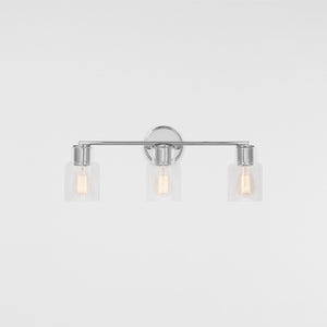 Sayward 3-Light Bath Sconce in Brushed Steel - Visual Comfort Wall Lights