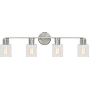 Sayward 4-Light Bath Sconce in Brushed Steel - Visual Comfort Wall Lights