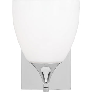 Toffino 1-Light Bath Sconce in Chrome with Milk Glass - Visual Comfort Wall Lights