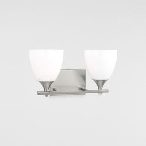 Toffino 2-Light Bath Sconce in Brushed Steel with Milk Glass - Visual Comfort Wall Lights