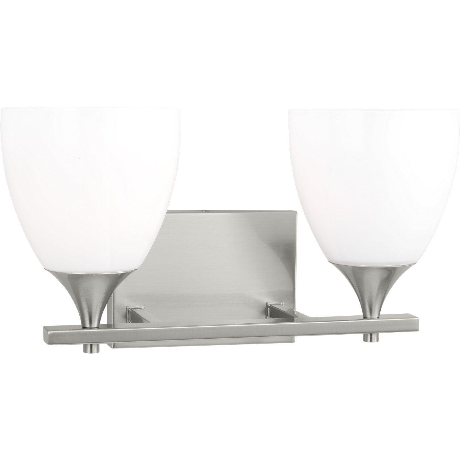 Toffino 2-Light Bath Sconce in Brushed Steel with Milk Glass - Visual Comfort Wall Lights