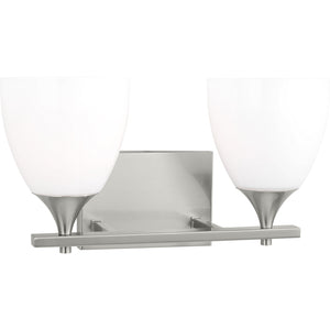 Toffino 2-Light Bath Sconce in Brushed Steel with Milk Glass - Visual Comfort Wall Lights