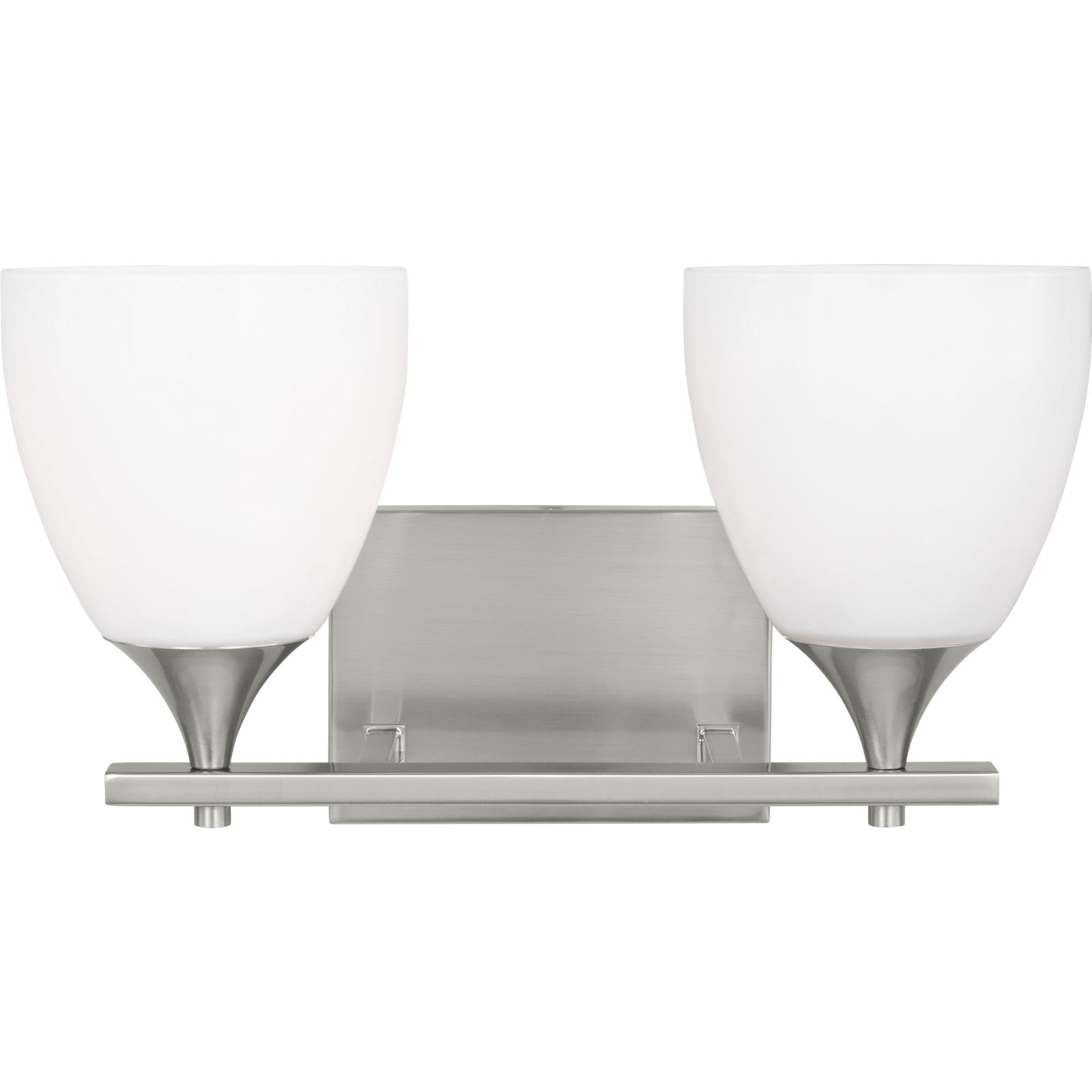 Toffino 2-Light Bath Sconce in Brushed Steel with Milk Glass - Visual Comfort Wall Lights