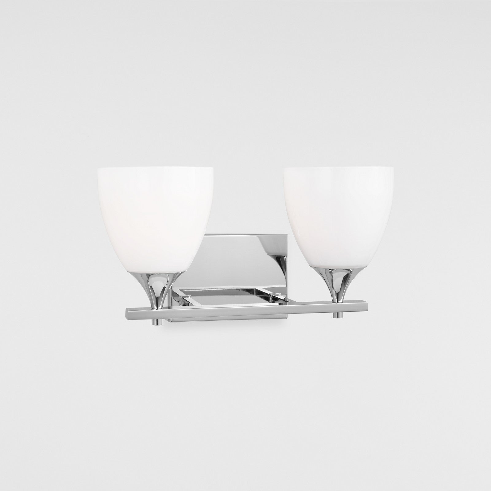 Toffino 2-Light Bath Sconce in Brushed Steel with Milk Glass - Visual Comfort Wall Lights