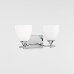 Toffino 2-Light Bath Sconce in Brushed Steel with Milk Glass - Visual Comfort Wall Lights