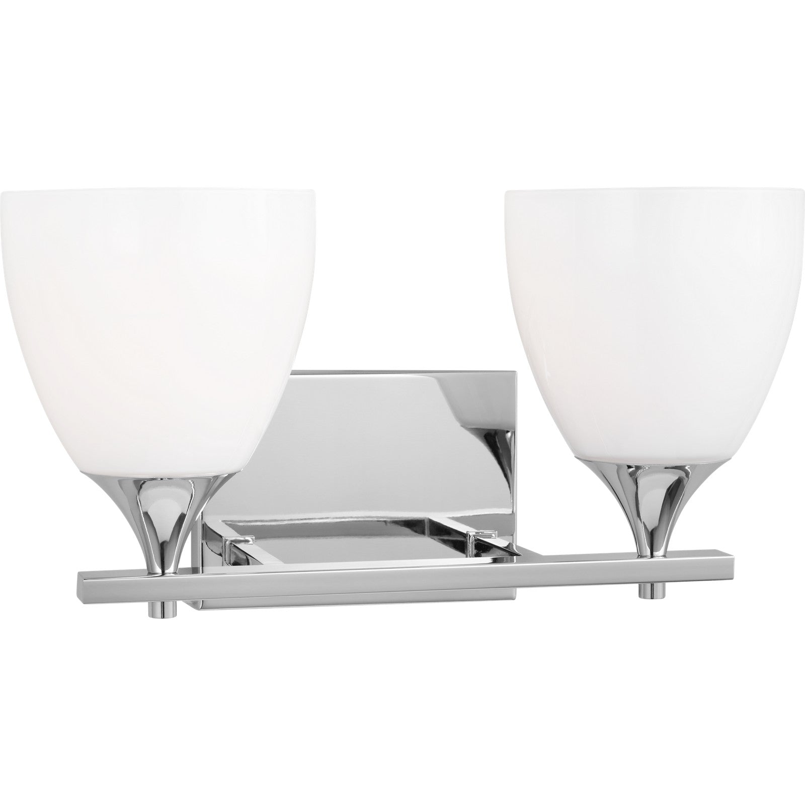 Toffino 2-Light Bath Sconce in Brushed Steel with Milk Glass - Visual Comfort Wall Lights