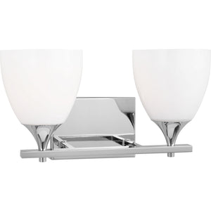 Toffino 2-Light Bath Sconce in Brushed Steel with Milk Glass - Visual Comfort Wall Lights