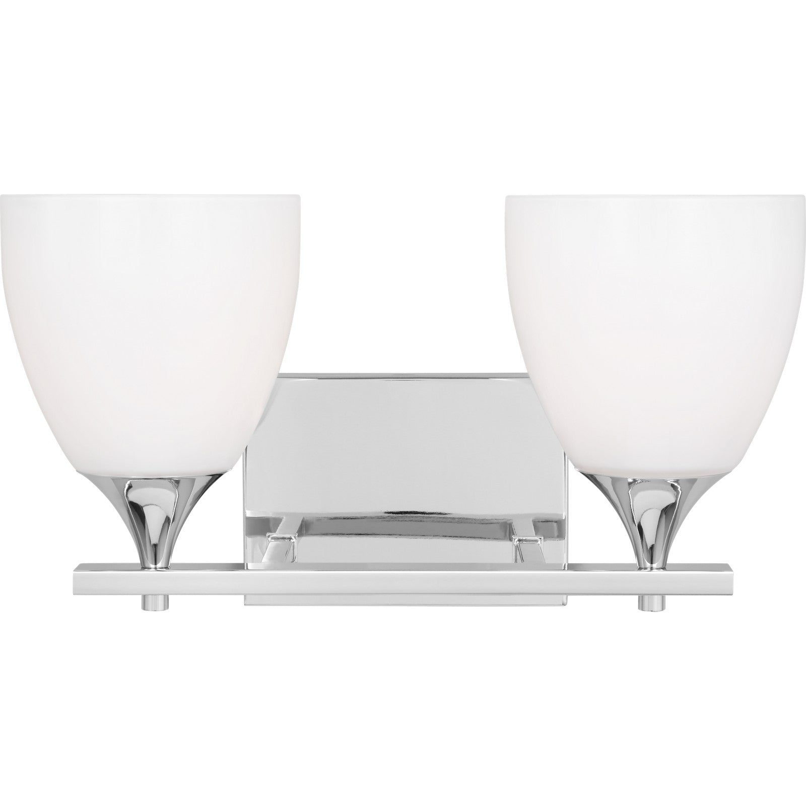 Toffino 2-Light Bath Sconce in Brushed Steel with Milk Glass - Visual Comfort Wall Lights