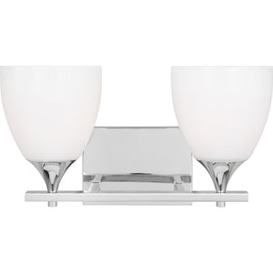 Toffino 2-Light Bath Sconce in Brushed Steel with Milk Glass - Visual Comfort Wall Lights
