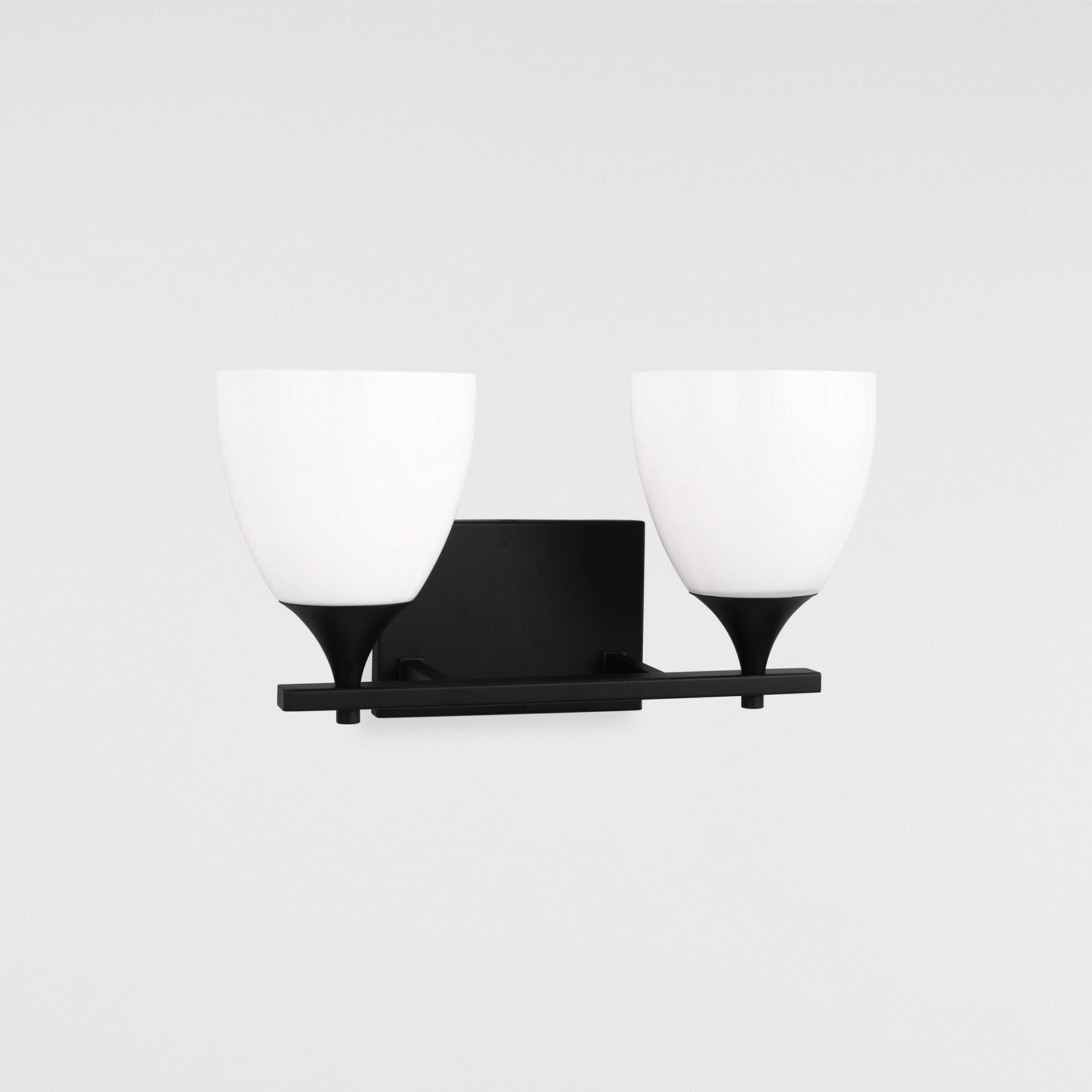 Toffino 2-Light Bath Sconce in Brushed Steel with Milk Glass - Visual Comfort Wall Lights