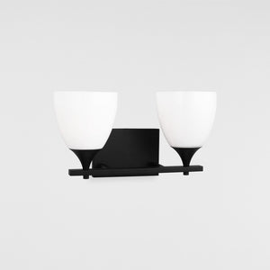 Toffino 2-Light Bath Sconce in Brushed Steel with Milk Glass - Visual Comfort Wall Lights