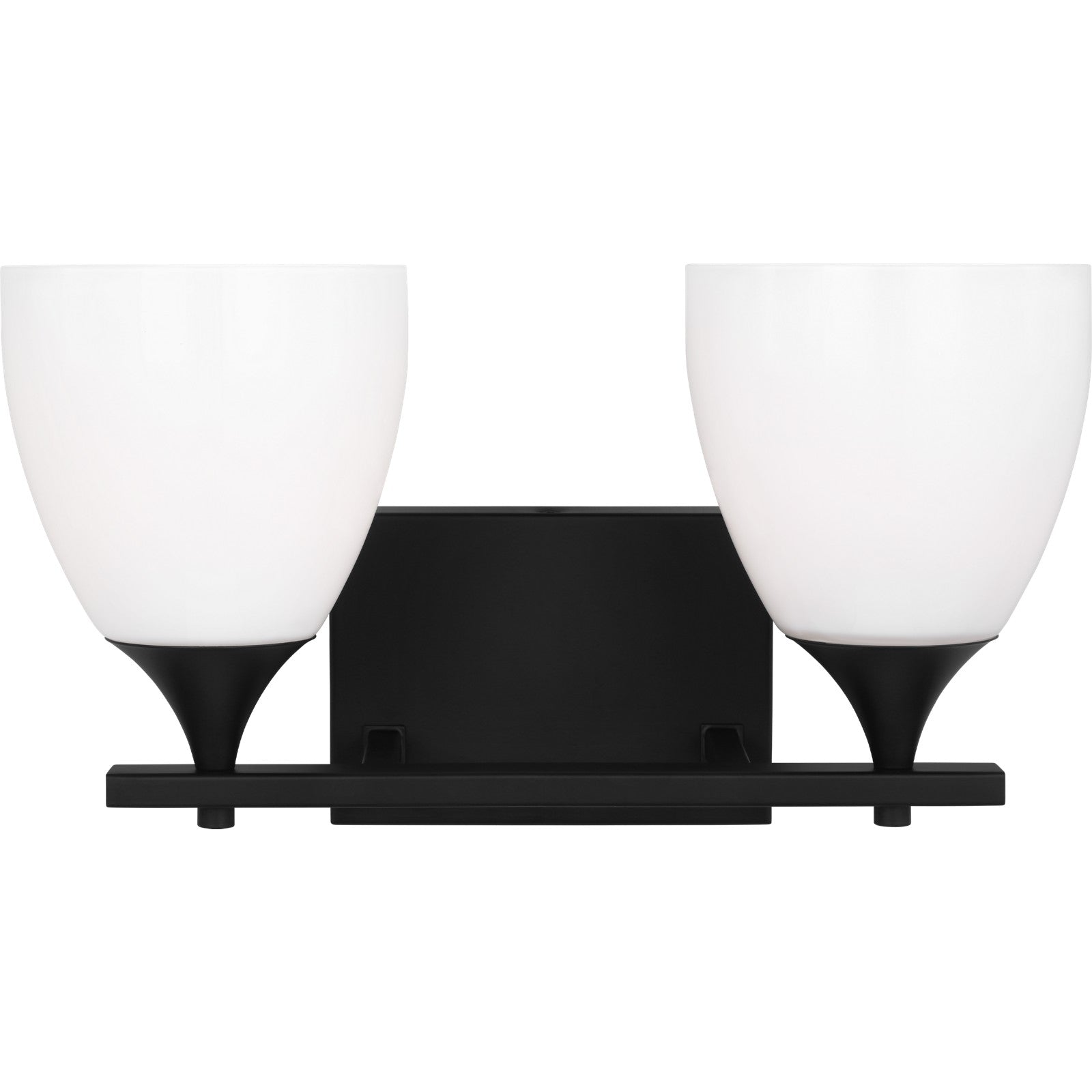 Toffino 2-Light Bath Sconce in Brushed Steel with Milk Glass - Visual Comfort Wall Lights