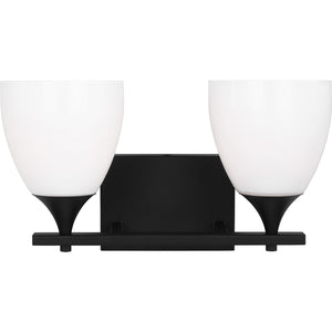 Toffino 2-Light Bath Sconce in Brushed Steel with Milk Glass - Visual Comfort Wall Lights