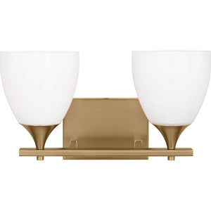 Toffino 2-Light Bath Sconce in Brushed Steel with Milk Glass - Visual Comfort Wall Lights