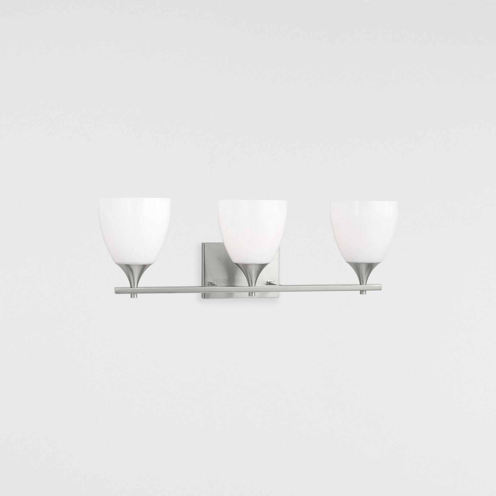 Toffino 3-Light Bath Sconce in Brushed Steel with Milk Glass - Visual Comfort Wall Lights