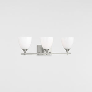 Toffino 3-Light Bath Sconce in Brushed Steel with Milk Glass - Visual Comfort Wall Lights