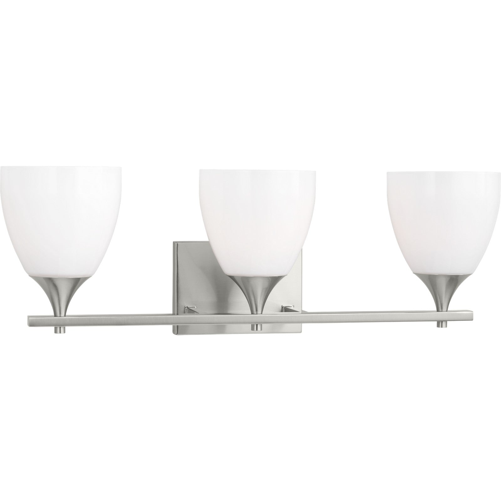 Toffino 3-Light Bath Sconce in Brushed Steel with Milk Glass - Visual Comfort Wall Lights