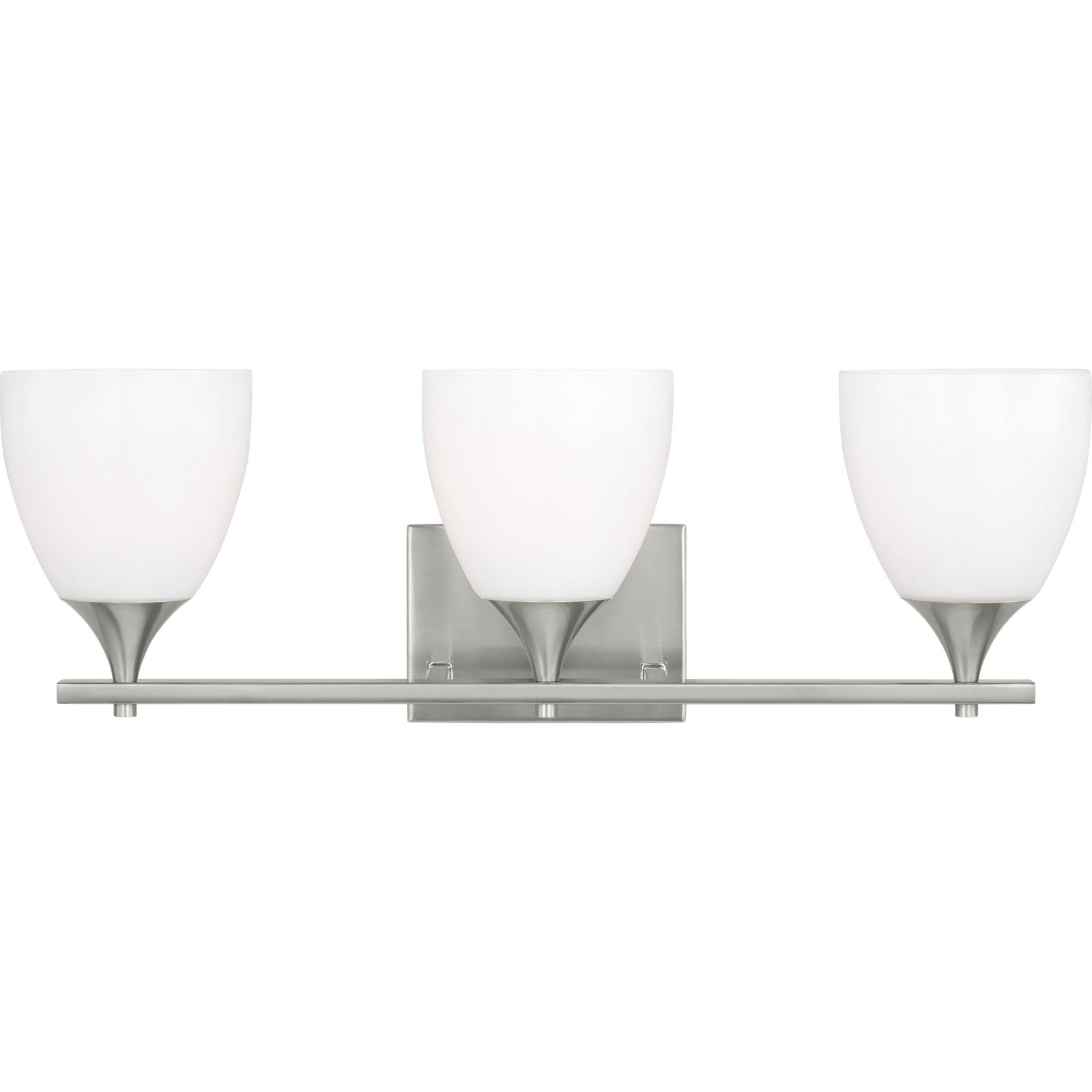 Toffino 3-Light Bath Sconce in Brushed Steel with Milk Glass - Visual Comfort Wall Lights