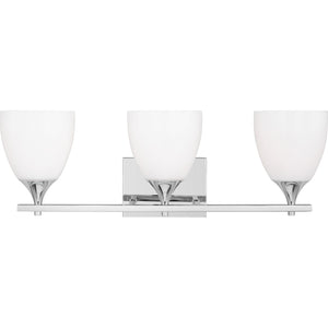 Toffino 3-Light Bath Sconce in Brushed Steel with Milk Glass - Visual Comfort Wall Lights