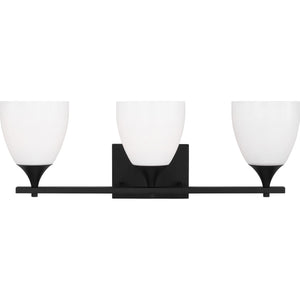 Toffino 3-Light Bath Sconce in Brushed Steel with Milk Glass - Visual Comfort Wall Lights