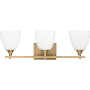 Toffino 3-Light Bath Sconce in Brushed Steel with Milk Glass - Visual Comfort Wall Lights