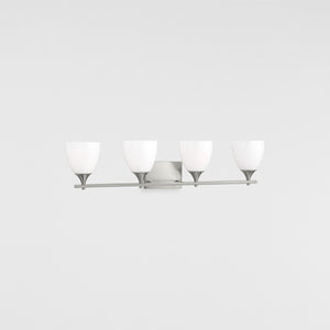 Toffino 4-Light Bath Sconce in Brushed Steel with Milk Glass - Visual Comfort Wall Lights