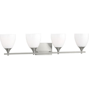 Toffino 4-Light Bath Sconce in Brushed Steel with Milk Glass - Visual Comfort Wall Lights