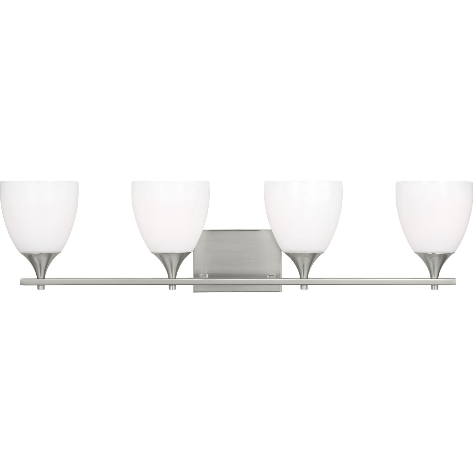 Toffino 4-Light Bath Sconce in Brushed Steel with Milk Glass - Visual Comfort Wall Lights